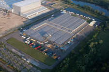 Aerial view of Netto Logistic center in industrial and commercial area iOberwald in Woerth am Rhein in the state Rhineland-Palatinate