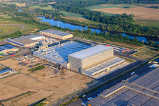 Aerial view of Construction site of Pfälzer Erfrischungsgetränke GmbH in Wörth am Rhein in the state Rhineland-Palatinate, Germany