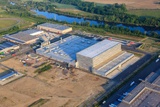 Aerial photograpy of Construction site of Pfälzer Erfrischungsgetränke GmbH in Wörth am Rhein in the state Rhineland-Palatinate, Germany
