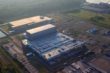 Bird's eye view of Construction site of Pfälzer Erfrischungsgetränke GmbH in Wörth am Rhein in the state Rhineland-Palatinate, Germany