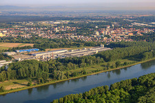 Nolte Möbel GmbH & Co. KG and Rheinspan GmbH across the Rhine in Germersheim in the state Rhineland-Palatinate, Germany