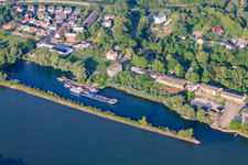 Aerial view of Old Port in Germersheim in the state Rhineland-Palatinate, Germany