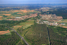 City overview from the northeast in Bellheim in the state Rhineland-Palatinate, Germany