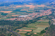 Aerial view of City view from the east in Bellheim in the state Rhineland-Palatinate, Germany