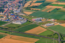 Aerial view of Industrial area in the Speyer Valley in Rülzheim in the state Rhineland-Palatinate, Germany