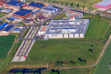 DBK EMS GmbH & Co. KG in the Nordring industrial estate from the east in Rülzheim in the state Rhineland-Palatinate, Germany