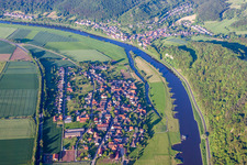 Town on the banks of the river of the Weser river in Pegestorf in the state Lower Saxony, Germany