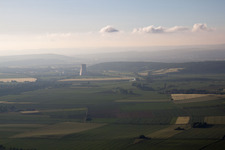 Aerial photograpy of Nuclear power plant Grohnde remotely in the district Grohnde in Emmerthal in the state Lower Saxony, Germany