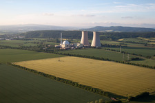 Cooling towers of the nuclear power plant Grohnde in the district Grohnde in Emmerthal in the state Lower Saxony, Germany