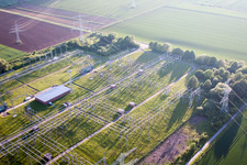 Aerial view of Substation Grohnde in the district Grohnde in Emmerthal in the state Lower Saxony, Germany