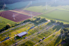 Aerial photograpy of Substation Grohnde in the district Grohnde in Emmerthal in the state Lower Saxony, Germany