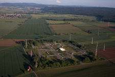 Grohnde substation in Emmerthal in the state Lower Saxony, Germany seen from above