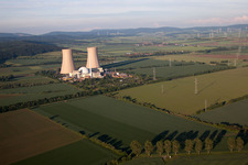 Aerial view of Nuclear power plant in the district Grohnde in Emmerthal in the state Lower Saxony, Germany
