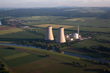 Nuclear power plant in the district Grohnde in Emmerthal in the state Lower Saxony, Germany from the plane