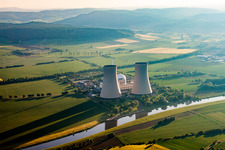 Nuclear power plant from the East in the district Grohnde in Emmerthal in the state Lower Saxony, Germany
