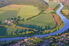 Aerial view of Heidbrink in Polle in the state Lower Saxony, Germany