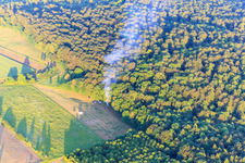 Tent camp with campfire in Heinsen in the state Lower Saxony, Germany