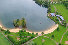 Oblique view of Beach of Lake Godelheim in Höxter in the state North Rhine-Westphalia, Germany