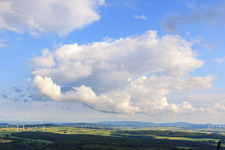 Clouds over the Bustollen wind farm in the district Dalhausen in Beverungen in the state North Rhine-Westphalia, Germany