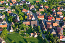 Aerial view of Church building St. Bartholomaeus-Kirche in Tietelsen in the state North Rhine-Westphalia, Germany