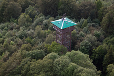Aerial photograpy of Hungerberg observation tower in the district Vörden in Marienmünster in the state North Rhine-Westphalia, Germany