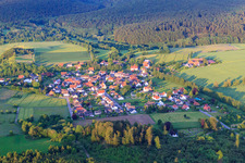 Village view from the west in the district Hummersen in Lügde in the state North Rhine-Westphalia, Germany