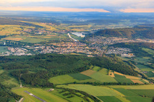 City overview from the north in the evening in Höxter in the state North Rhine-Westphalia, Germany