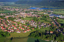 Aerial view of View of the town from the northeast in Boffzen in the state Lower Saxony, Germany