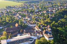 Aerial view of Porcelain manufactoryFürSTENBERG at the MUSEUM SCHLOSSFürSTENBERG in Fürstenberg in the state Lower Saxony, Germany