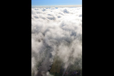 Aerial photograpy of Clouds over the Weser Valley in Bad Karlshafen in the state Hesse, Germany
