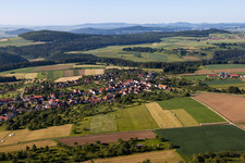 Aerial view of Village view in the district Langenthal in Trendelburg in the state Hesse, Germany