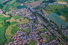 Aerial view of District Ottbergen in Höxter in the state North Rhine-Westphalia, Germany