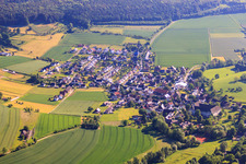 Village view from the southwest with Coptic Orthodox Monastery of the Holy Virgin Mary and Saint Maurice in the district Brenkhausen in Höxter in the state North Rhine-Westphalia, Germany