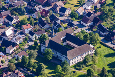 Aerial view of Complex of buildings of the monastery Koptisch-Othodoxes Kloster Propsteistrasse in the district Brenkhausen in Hoexter in the state North Rhine-Westphalia