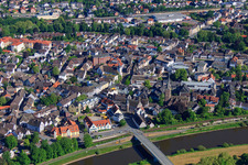 Weser Bridge and Kiliani Church in Höxter in the state North Rhine-Westphalia, Germany