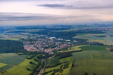 View from the northwest over the Main in Schonungen in the state Bavaria, Germany