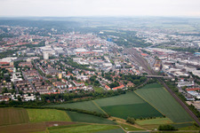 Aerial view of Oberndorf in Schweinfurt in the state Bavaria, Germany