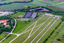 Locked runway at the former airfield in Geldersheim in the state Bavaria, Germany