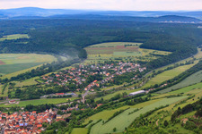 Place in a loop of the Franconian Saale in Euerdorf in the state Bavaria, Germany