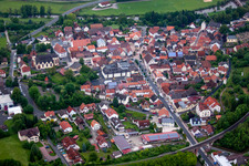 Aerial view of Village view in Euerdorf in the state Bavaria, Germany