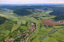 Aerial view of Einhard Elementary School in Euerdorf in the state Bavaria, Germany