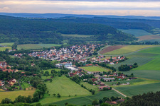 Village view from the northwest in Eußenheim in the state Bavaria, Germany
