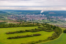 Aerial view of Purzel airfield in Karlstadt am Main in the state Bavaria, Germany