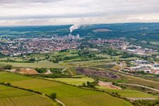 Aerial view of Karlstadt in Karlstadt am Main in the state Bavaria, Germany