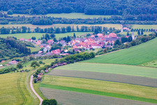 Aerial view of District Halsheim in Arnstein in the state Bavaria, Germany