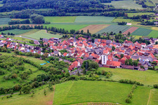 Village view from the north in the district Müdesheim in Arnstein in the state Bavaria, Germany