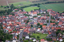 Oblique view of Village view in the district Zeuzleben in Werneck in the state Bavaria, Germany