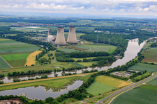 Aerial view of Preussenelektra GmbH — Nuclear Power Plant Grafenrheinfeld in Grafenrheinfeld in the state Bavaria, Germany