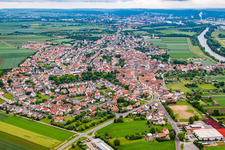 Village on the river bank areas of the Main river in Bergrheinfeld in the state Bavaria