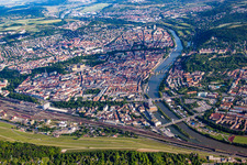 Aerial view of District Altstadt in Würzburg in the state Bavaria, Germany